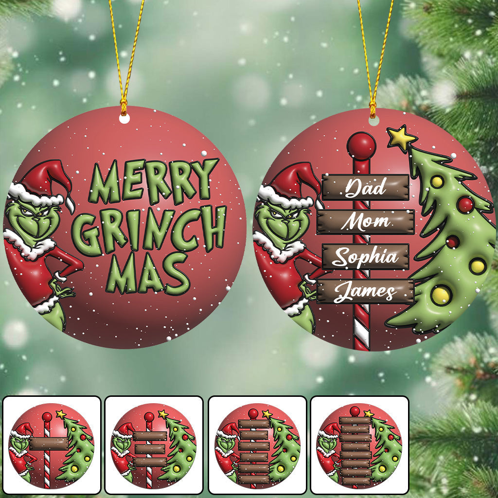 Personalized Merry Grinchmas Christmas Ornament Gift for Family Ornament GradoCreations