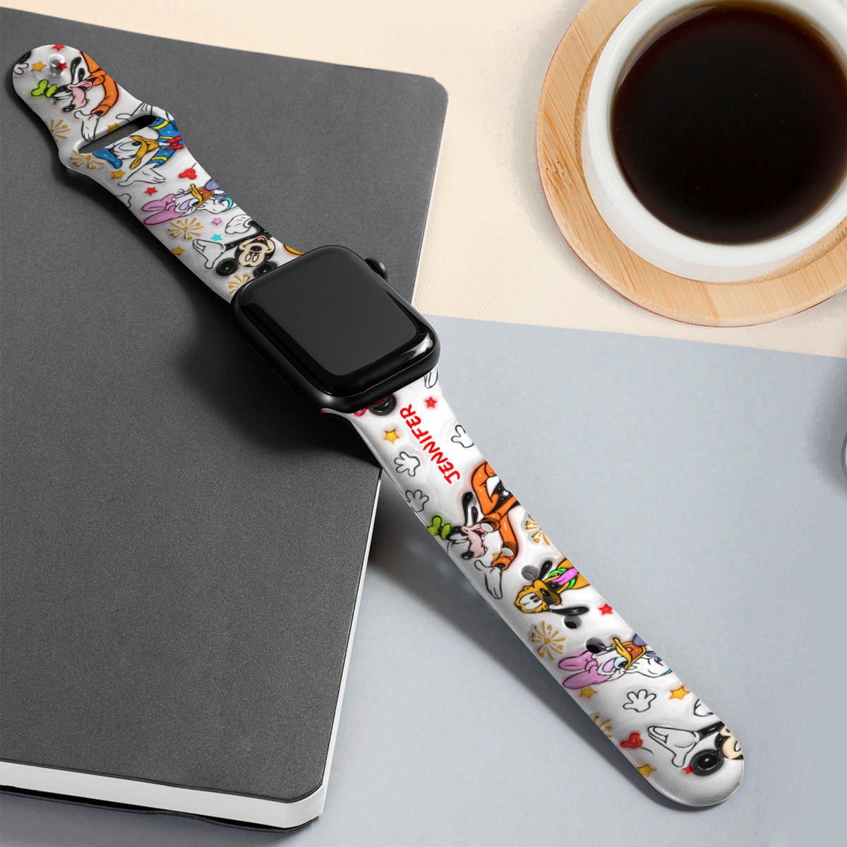 Personalized Puffy Mouse Ears Apple Watch Band Custom Name Gift Apple Watch Band GradoCreations