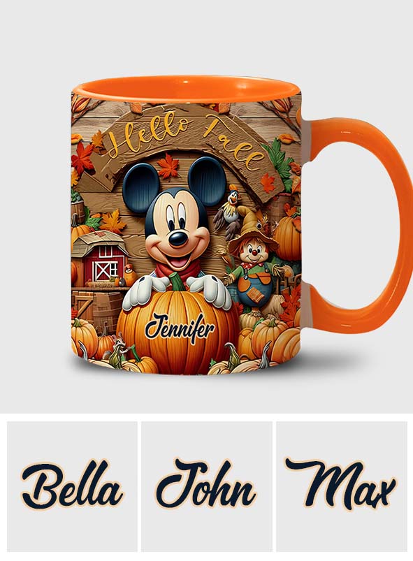 Personalized Hello Fall Accent Mug Custom Name Gift Idea Accent Mug GradoCreations