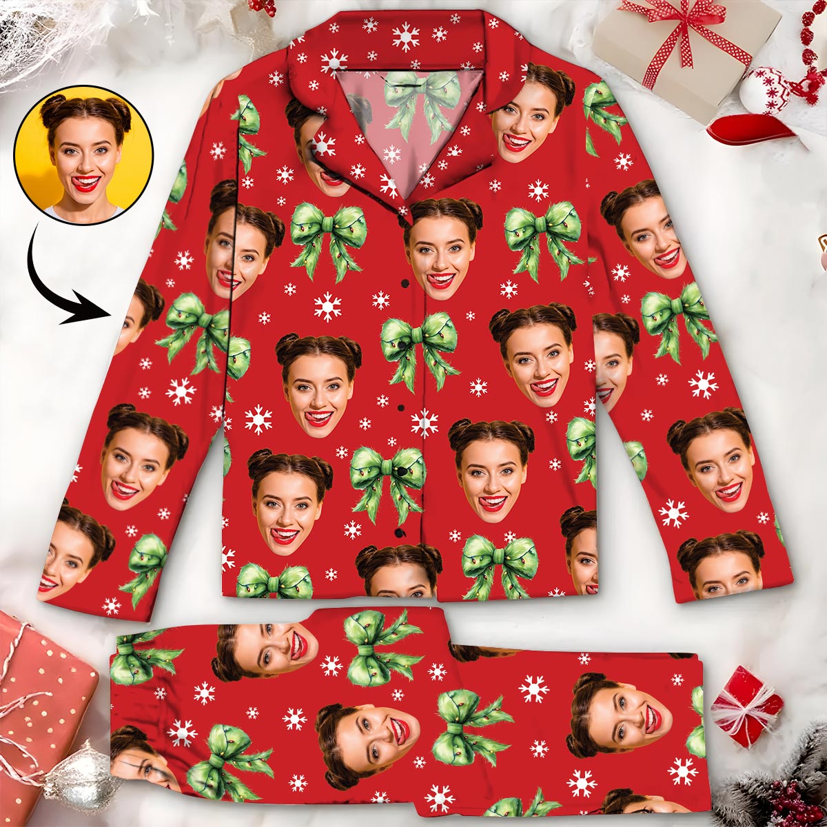 Personalized Christmas Button Down Pajama Set Cute Gift Idea Button Down Pajamas GradoCreations