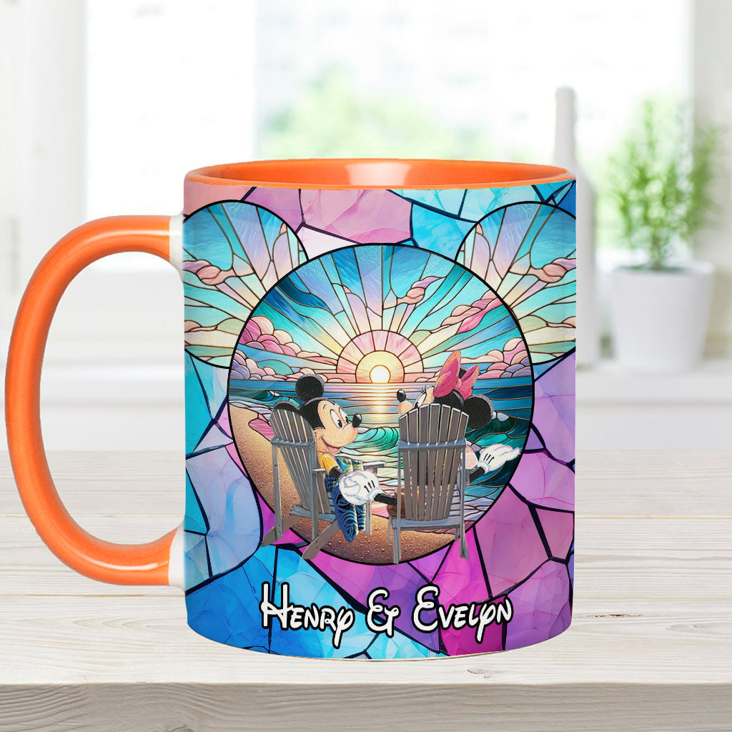 Personalized Ceramic Accent Mug with Sunset Design for Couples Accent Mug GradoCreations