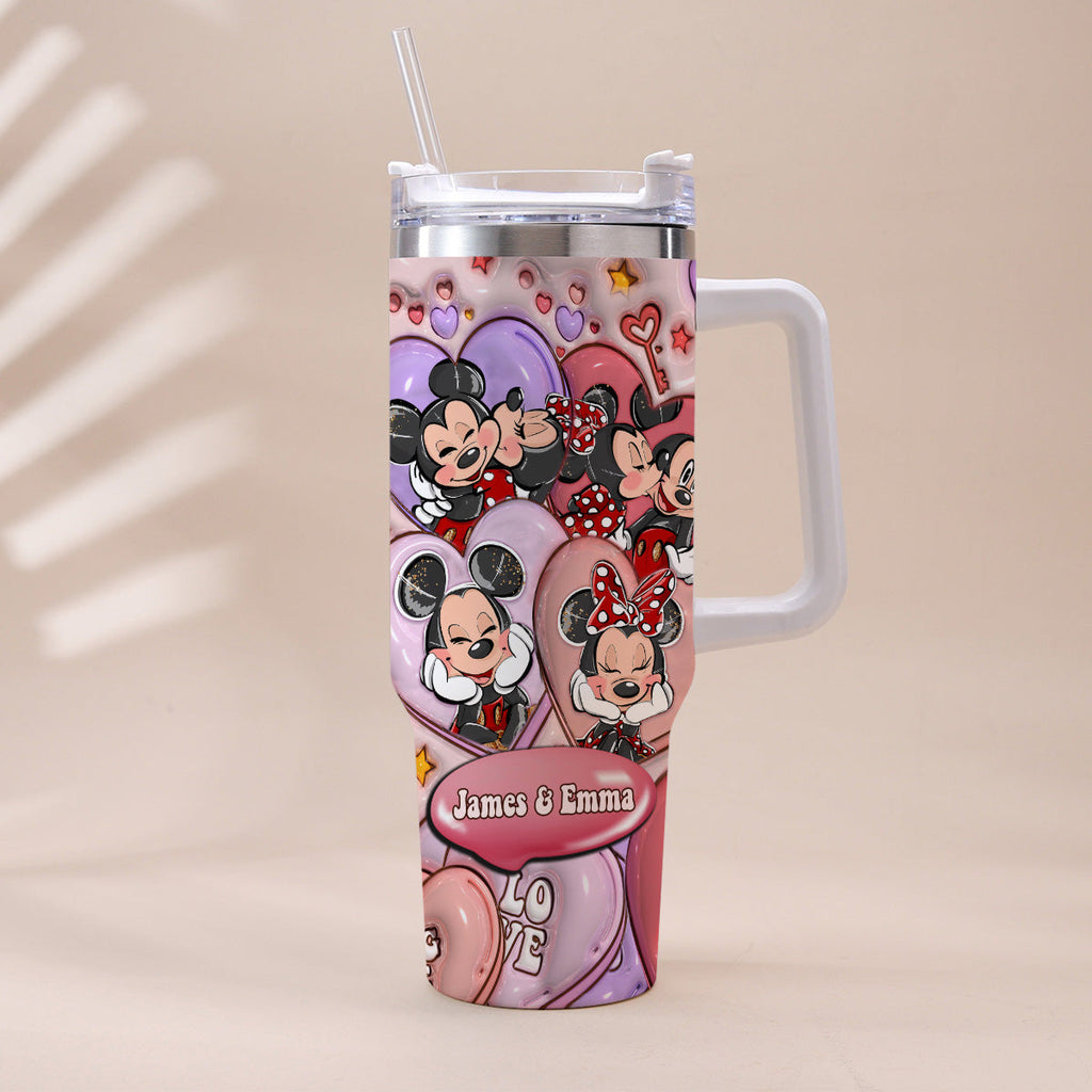 Personalized Mouse Ears Couple Tumbler with Handle for Engagement Tumbler With Handle GradoCreations