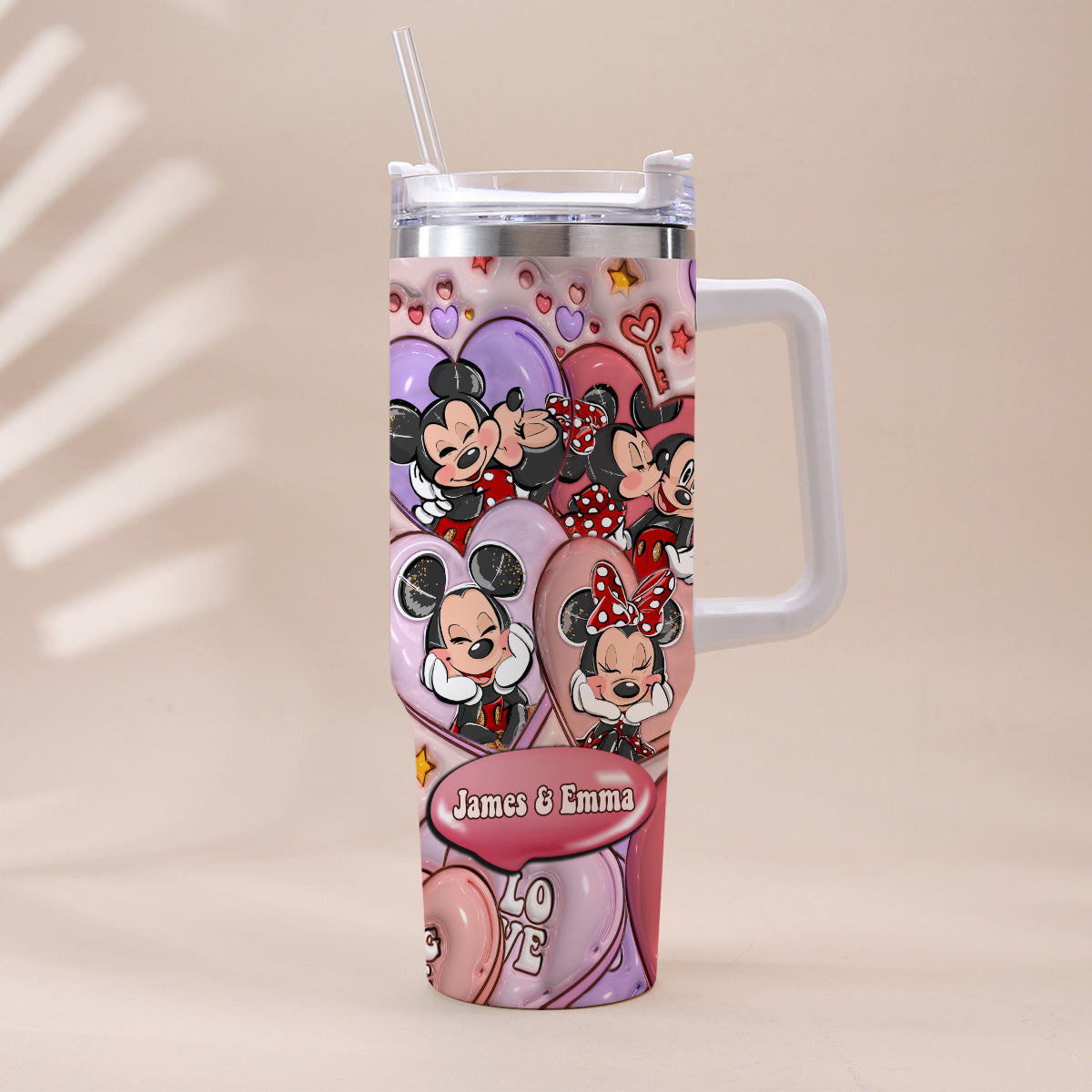 Personalized Mouse Ears Couple Tumbler with Handle for Engagement Tumbler With Handle GradoCreations