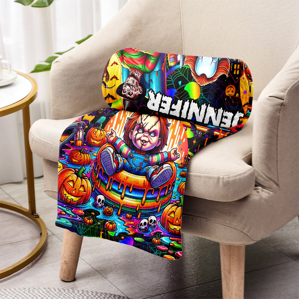 Personalized Halloween Blanket Custom Name Cozy Gift for Friends Blanket GradoCreations
