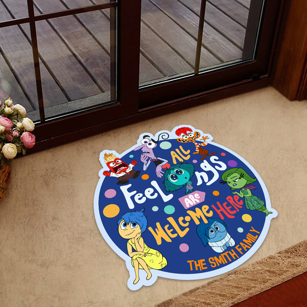 Personalized Shaped Doormat All Feelings Welcome Family Gift Shaped Doormat GradoCreations