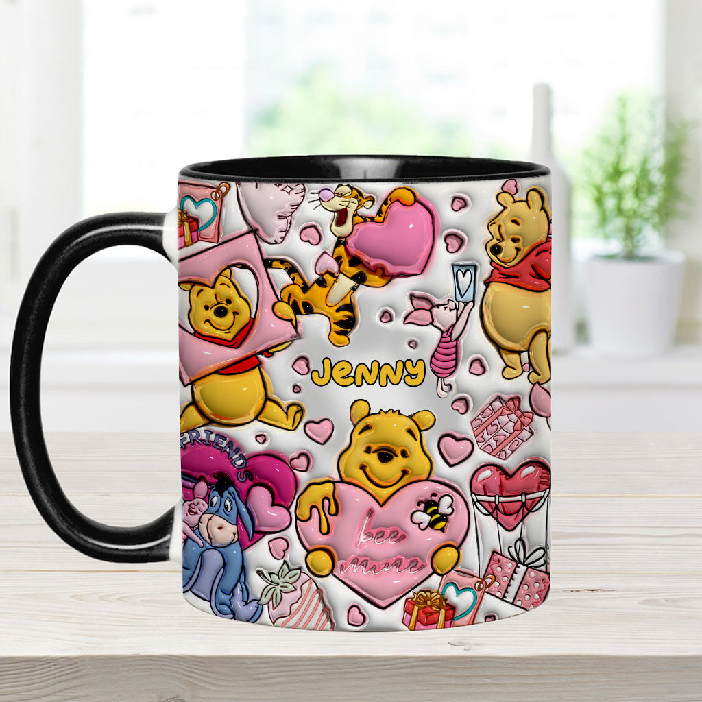 Personalized Accent Mug with Cute Pooh Bear Design for Valentine’s Day or Wedding Gift Accent Mug GradoCreations