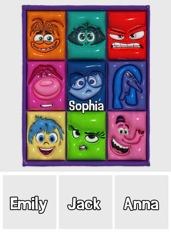 Personalized Flannel Blanket with Emotions Design for Kids Blanket GradoCreations