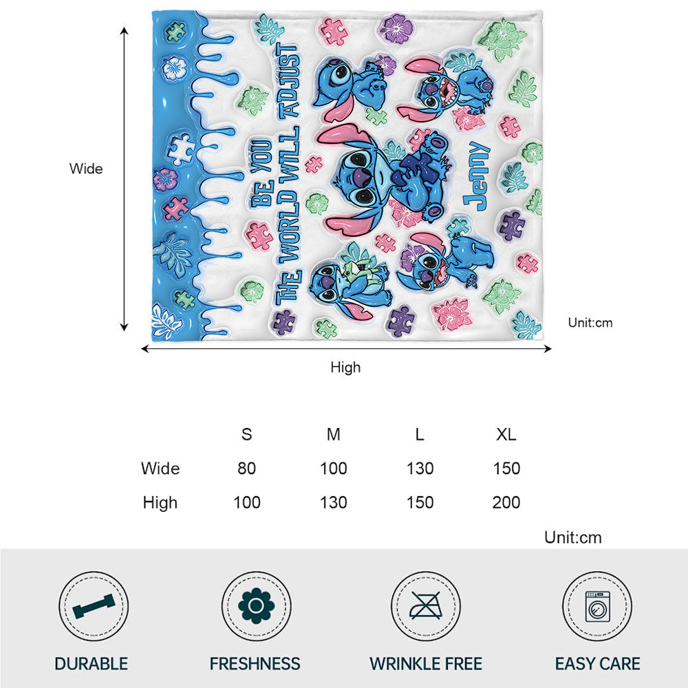 Personalized Autism Awareness Plush Blanket Custom Name Gift Blanket GradoCreations