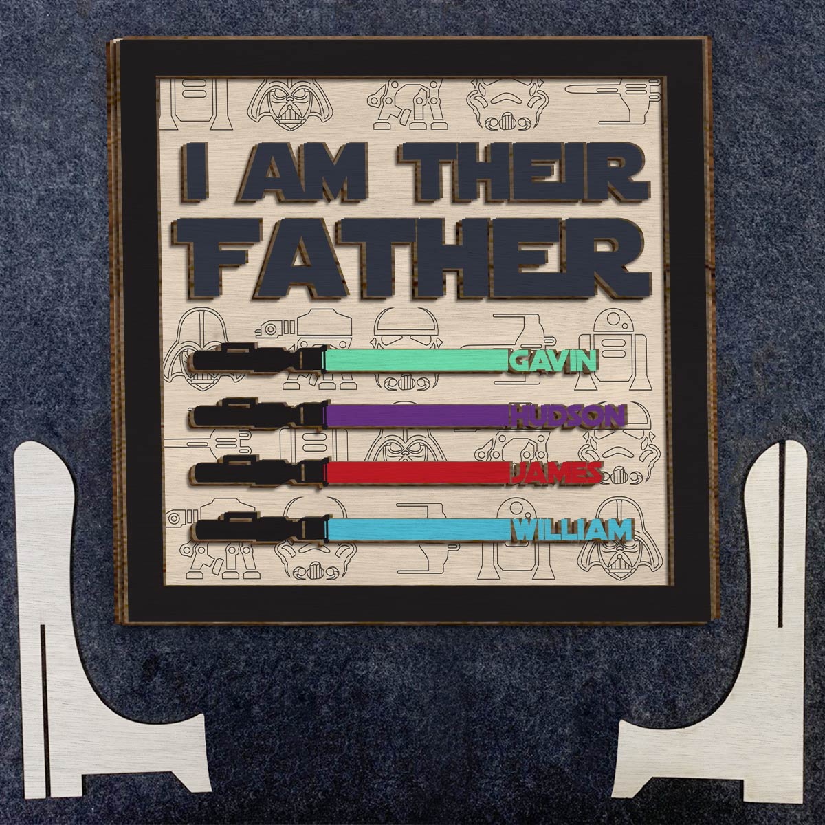 Personalized 2 Layered Wood Plaque I Am Their Father Gift for Dad 2 Layered Wood Sign GradoCreations