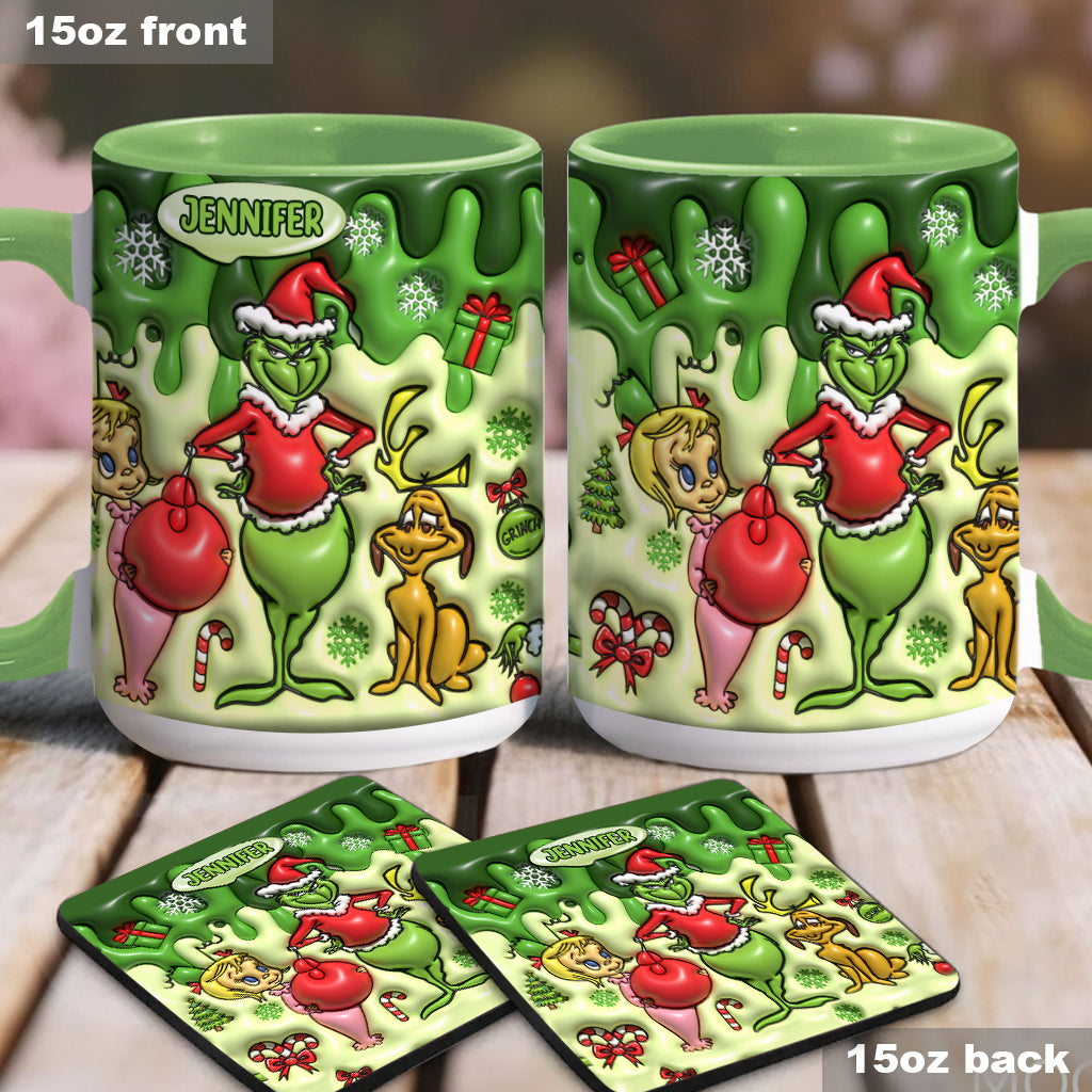 Personalized Grinch Accent Mug & Coaster Custom Name Gift Accent Mug GradoCreations