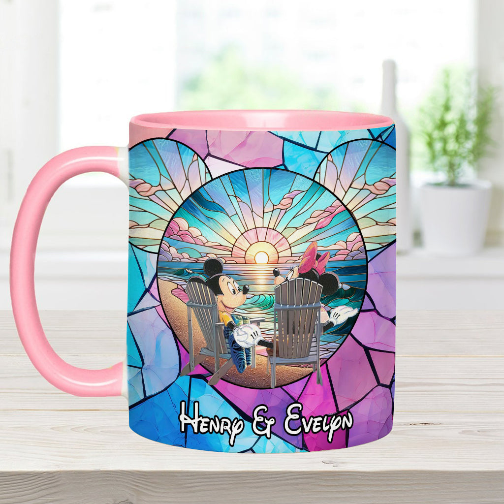 Personalized Ceramic Accent Mug with Sunset Design for Couples Accent Mug GradoCreations