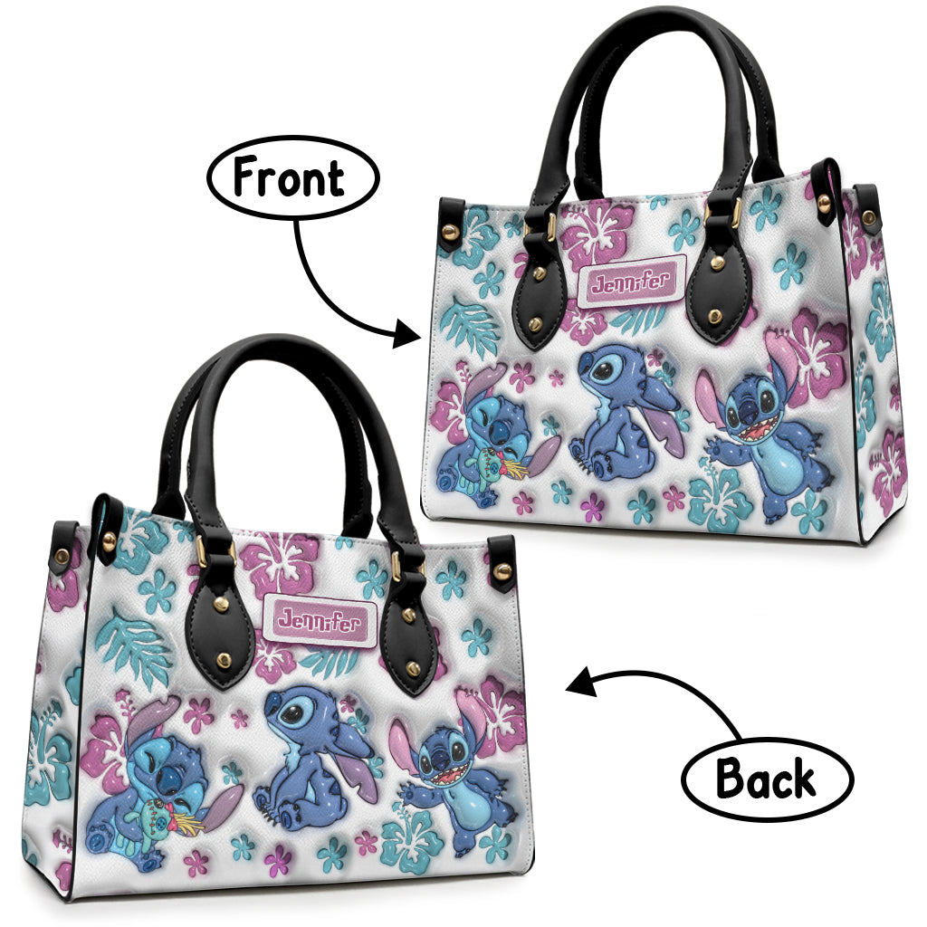 Personalized Leather Handbag with Floral Design Gift for Her Leather Handbag GradoCreations