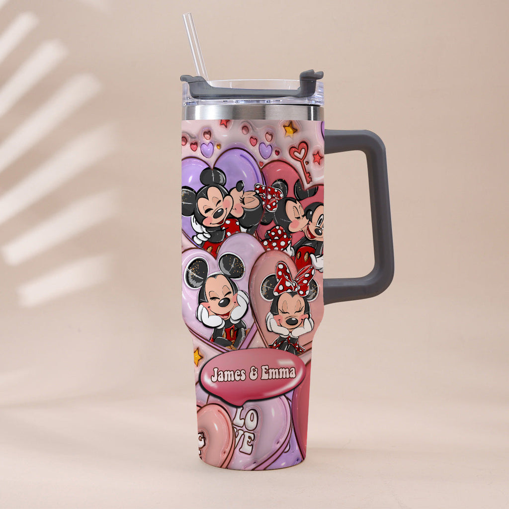 Personalized Mouse Ears Couple Tumbler with Handle for Engagement Tumbler With Handle GradoCreations