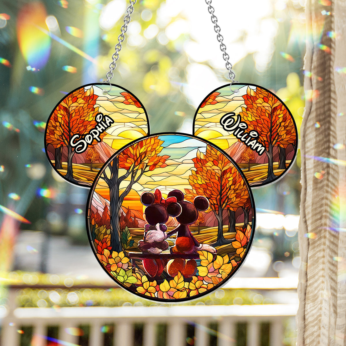 Personalized Window Hanging Suncatcher Ornament for Couples Window Hanging Suncatcher Ornament GradoCreations