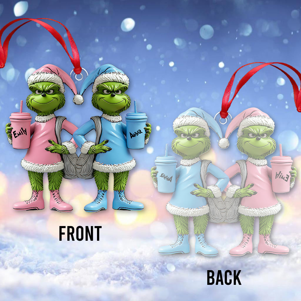 Personalized Grinch Transparent Ornament Custom Gift for Friends One-sided Ornament GradoCreations