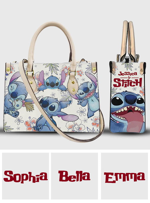Personalized Leather Handbag Ohana Stitch Design Gift for Women Leather Handbag GradoCreations