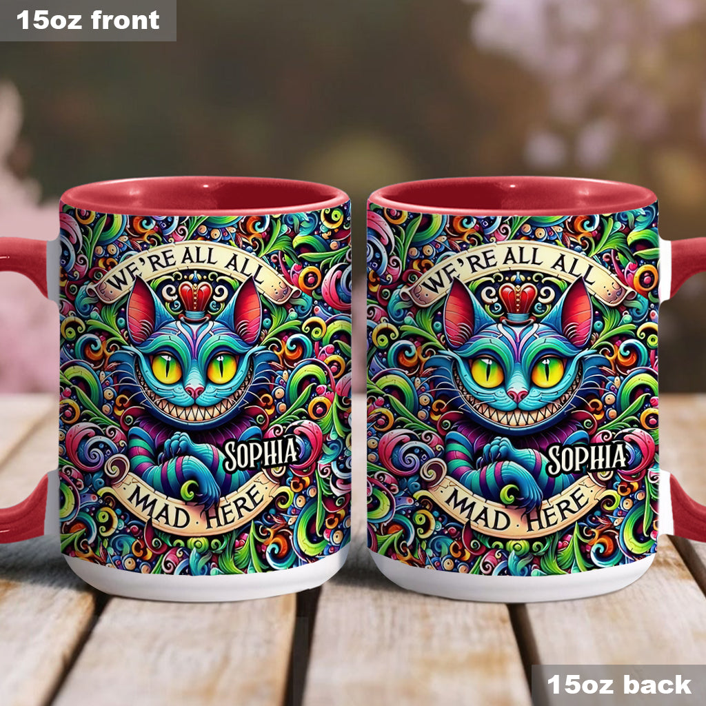 Personalized Ceramic Accent Mug with Colorful Cat Design for Birthdays or Christmas Accent Mug GradoCreations