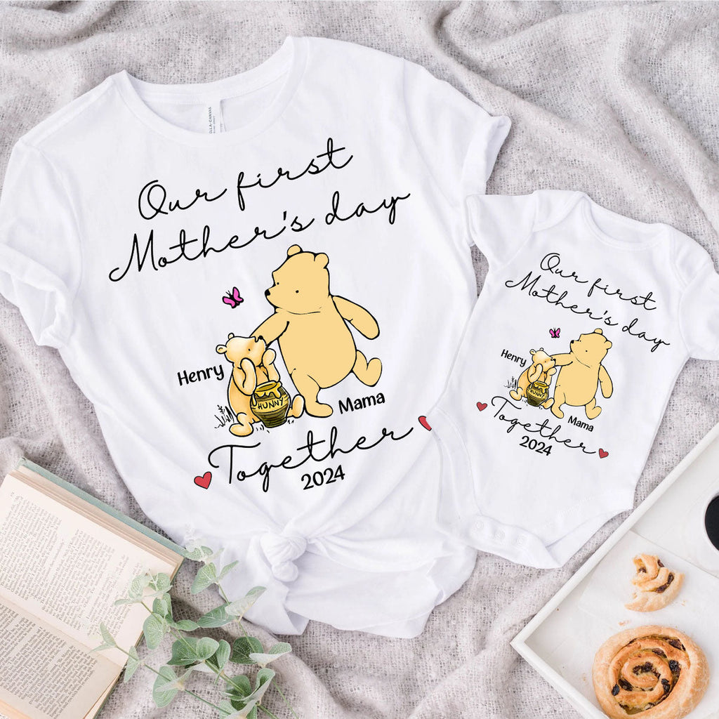 Personalized Mouse T-shirt and Baby Onesie for First Mother's Day Gift T-shirt And Baby Onesie GradoCreations