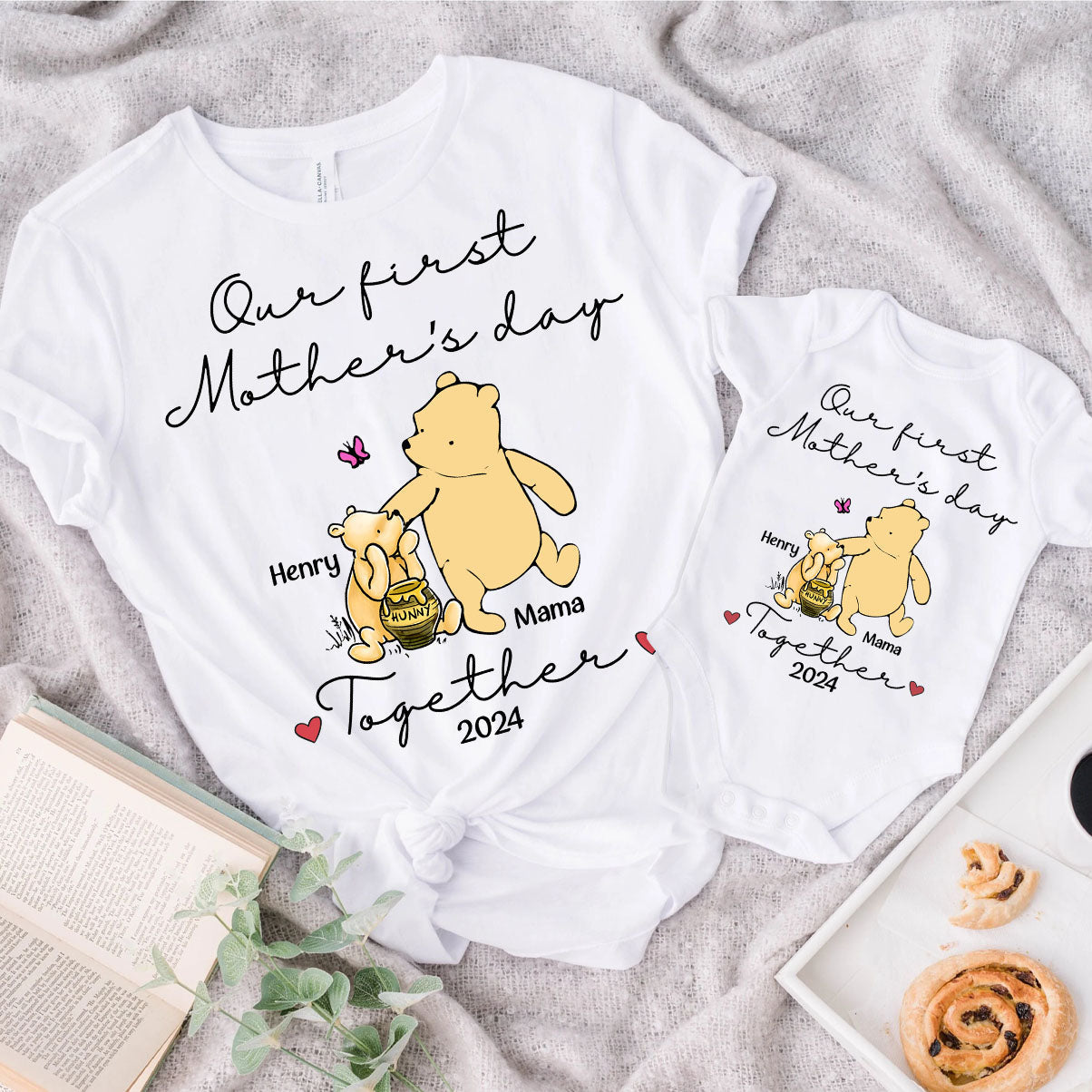 Personalized Mouse T-shirt and Baby Onesie for First Mother's Day Gift T-shirt And Baby Onesie GradoCreations