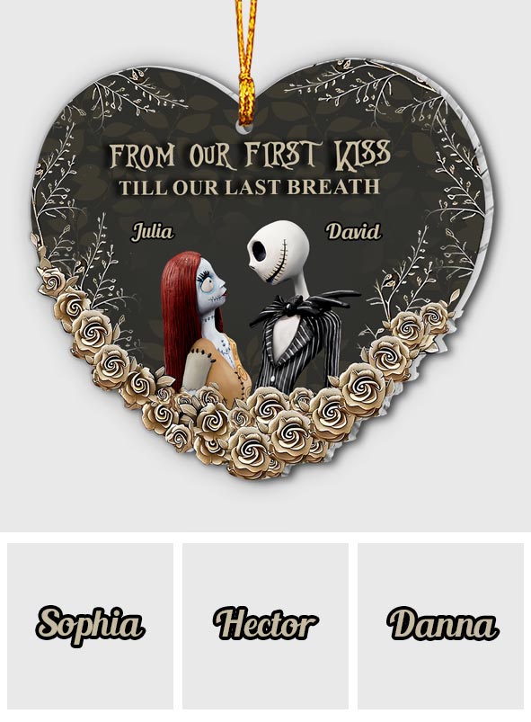 Personalized Nightmare Before Christmas Heart Ornament Custom Names Gift for Couples Ornament GradoCreations