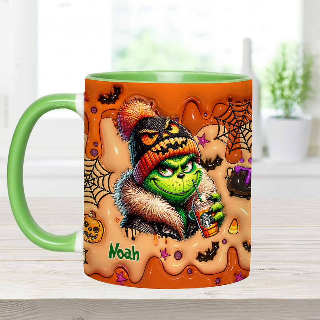 Personalized Halloween Grinch Accent Mug Custom Name Gift Accent Mug GradoCreations