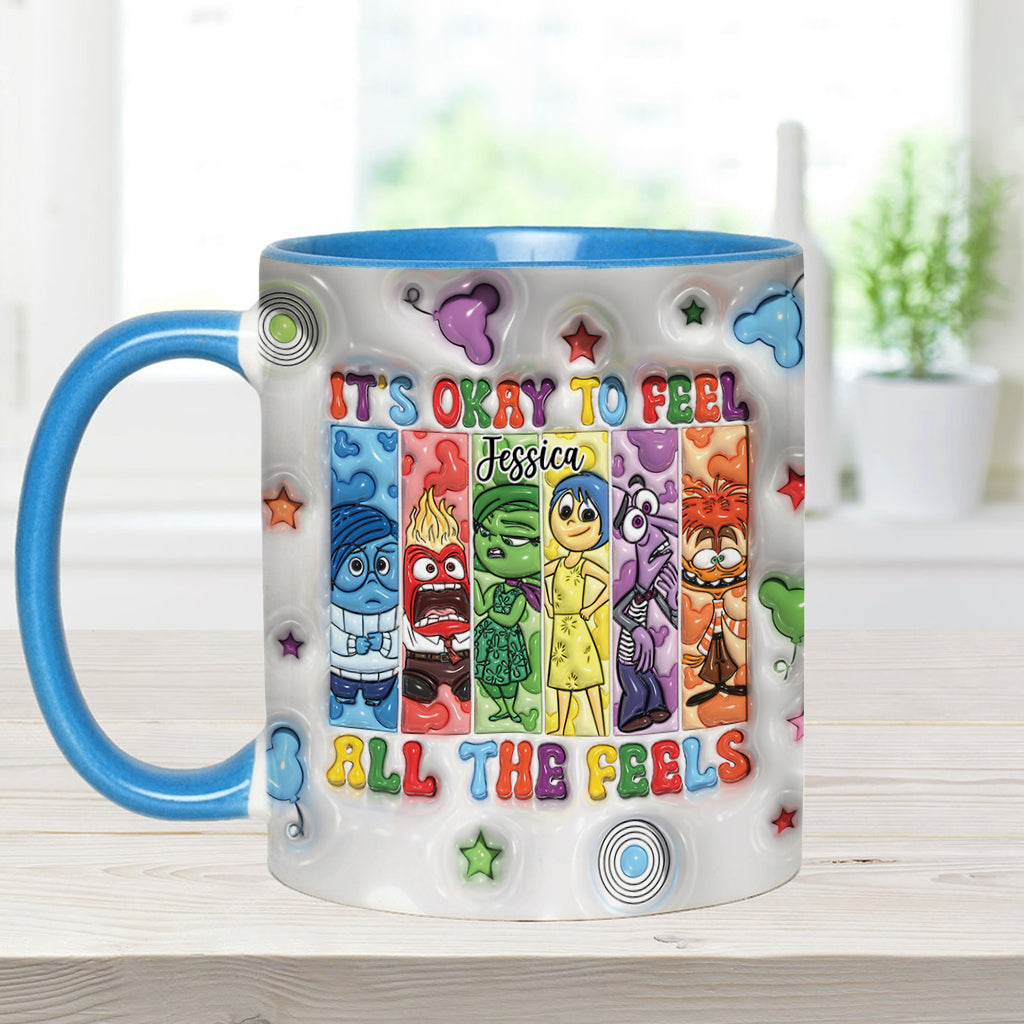 Personalized Accent Mug It's Okay To Feel All The Feels Gift for Birthday/Graduation Accent Mug GradoCreations
