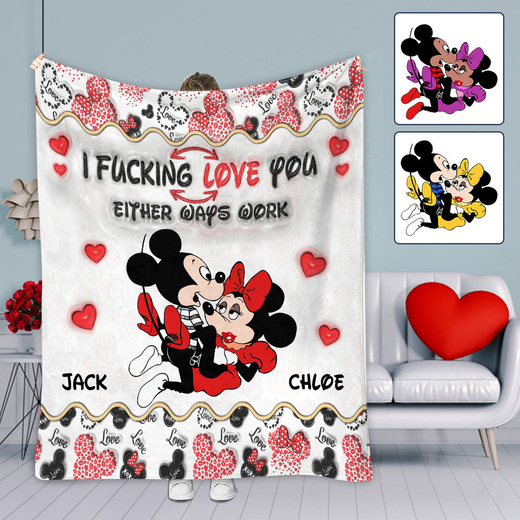 Personalized Mouse Blanket Cute Love Gifts for Couples Blanket GradoCreations