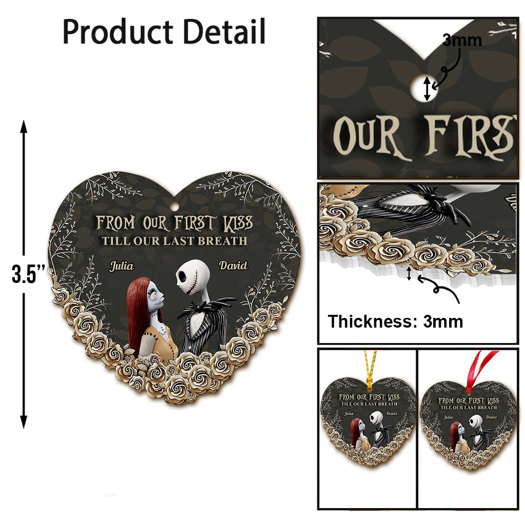 Personalized Nightmare Before Christmas Heart Ornament Custom Names Gift for Couples Ornament GradoCreations