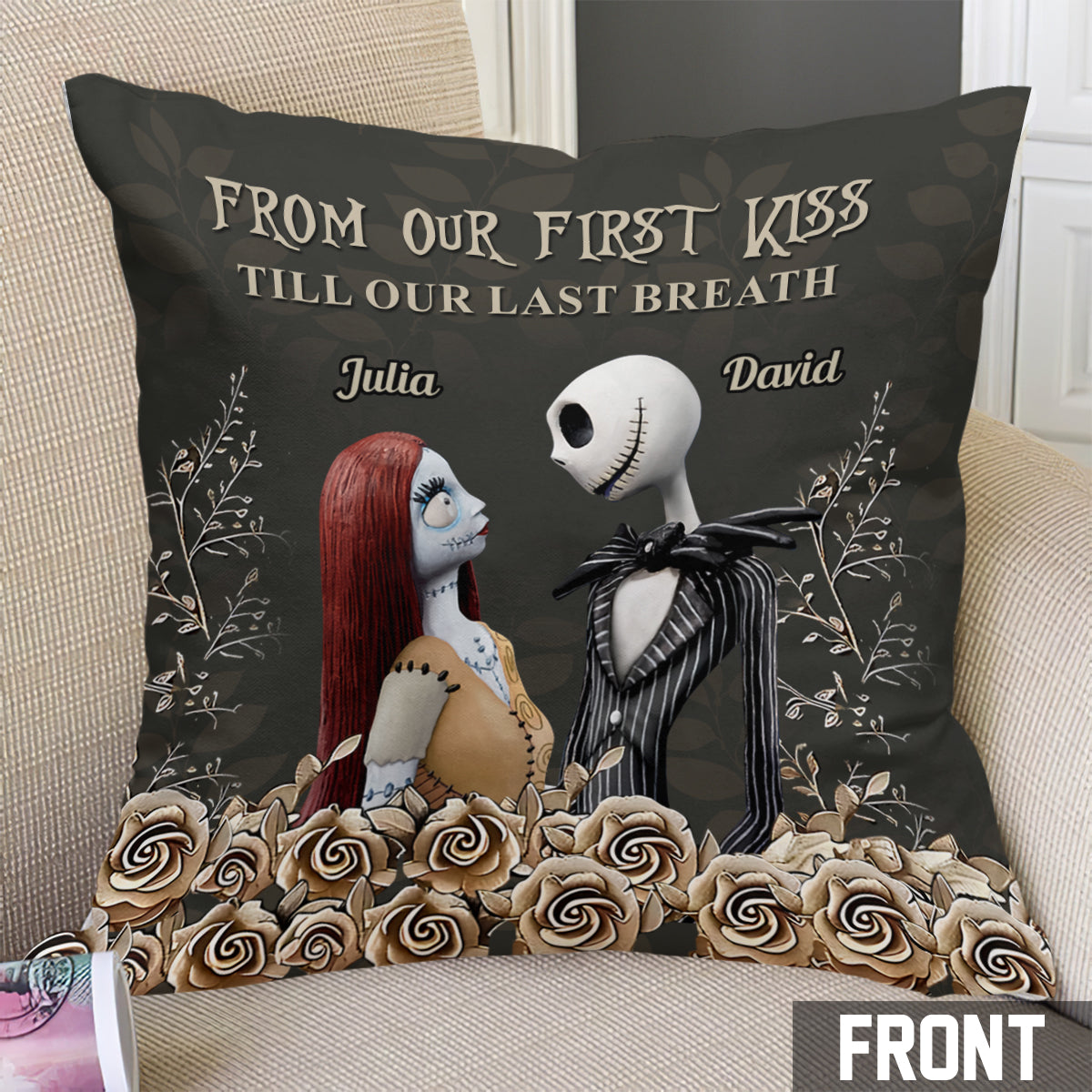 Personalized Nightmare Throw Pillow Custom Name Gift for Couples Throw Pillow GradoCreations