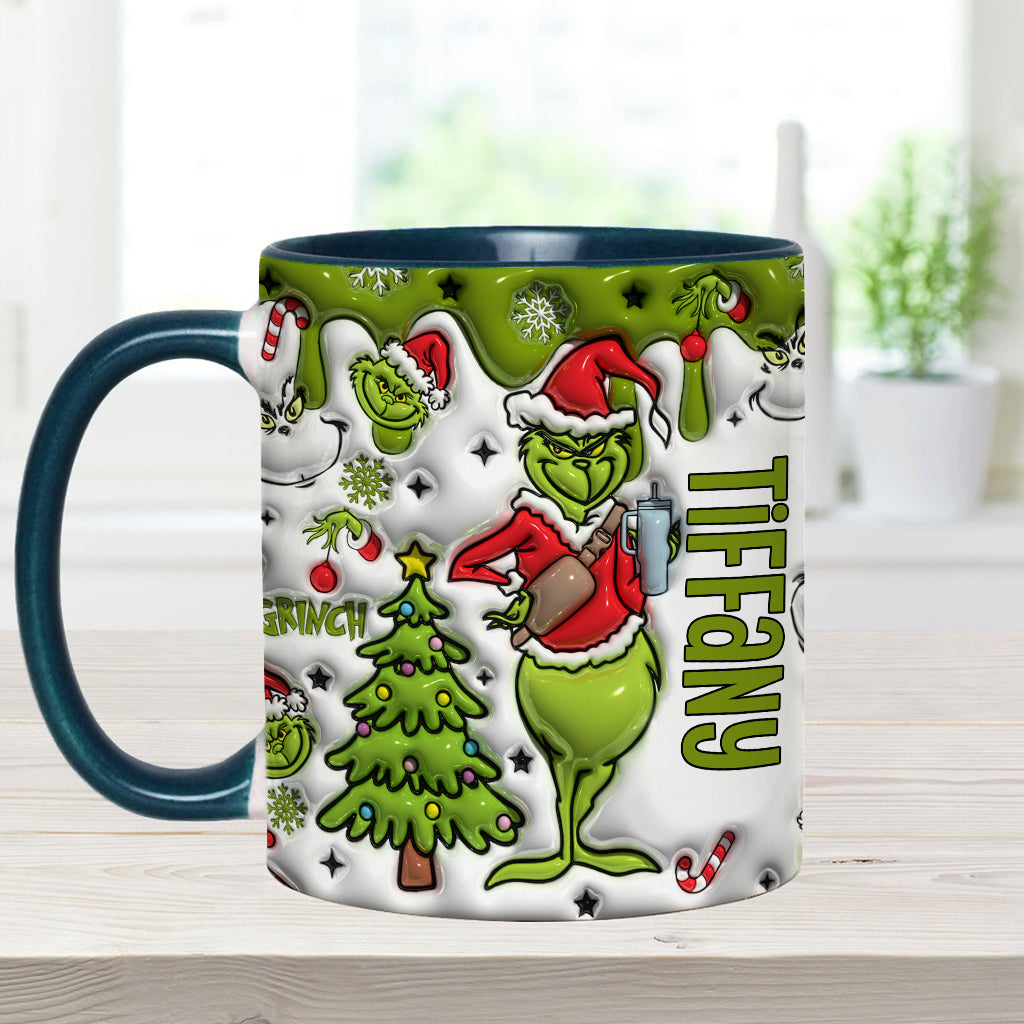 Personalized Grinch Accent Mug Custom Name Gift for Christmas Accent Mug GradoCreations