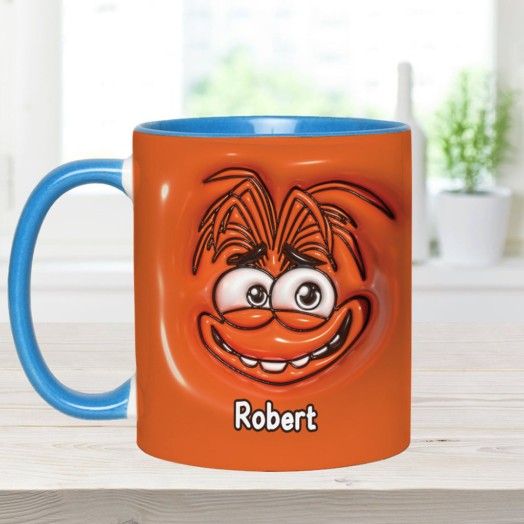 Personalized Two-Tone Accent Mug with Emotive Character - Custom Name Gift Accent Mug GradoCreations