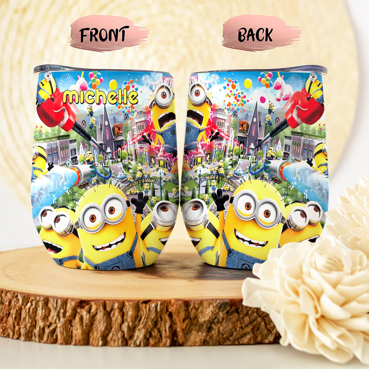 Personalized Minions Wine Tumbler Custom Name Gift Idea Wine Tumbler GradoCreations