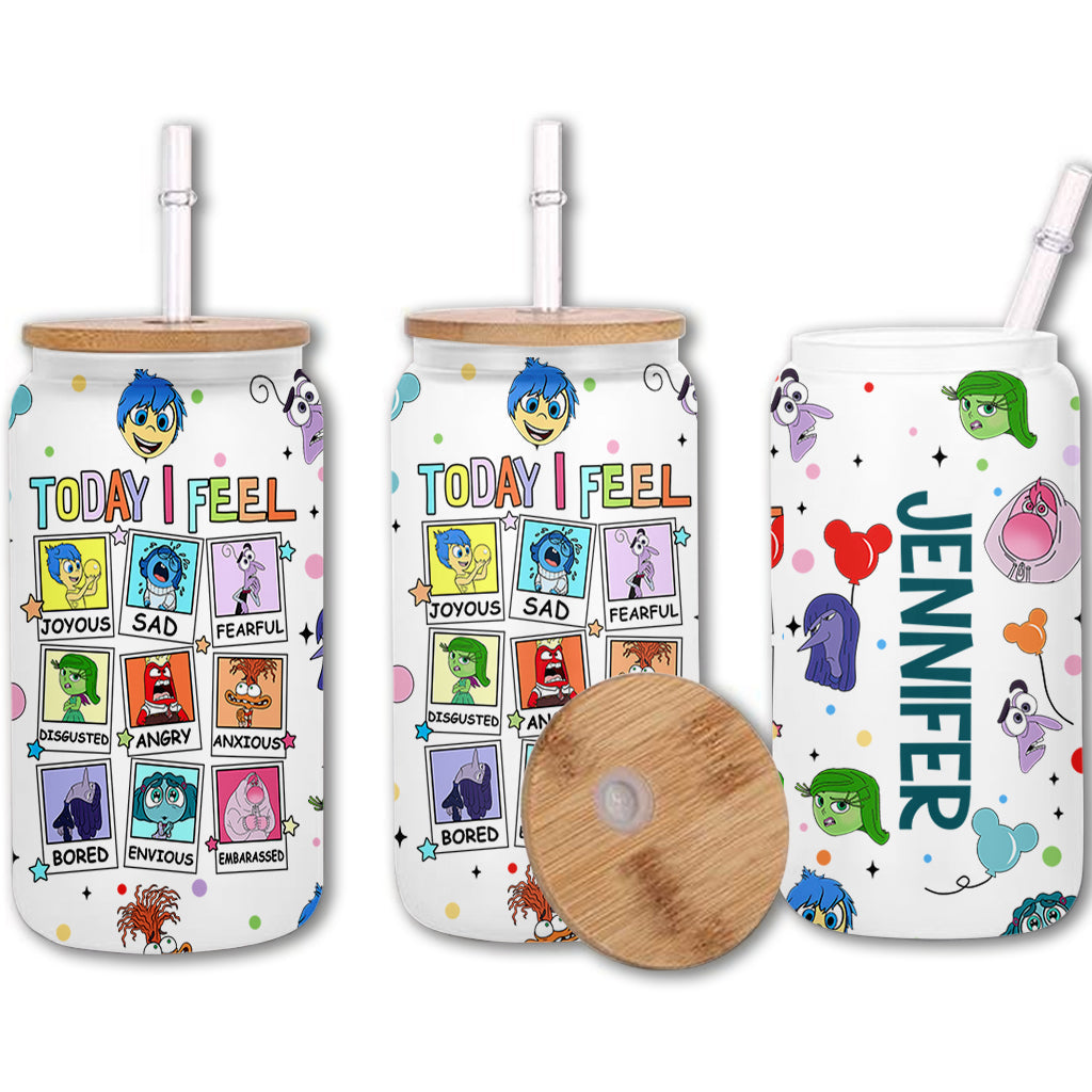Personalized 16oz Can Glass with Straw for Kids & Adults - Today I Feel Gift Can Glass GradoCreations