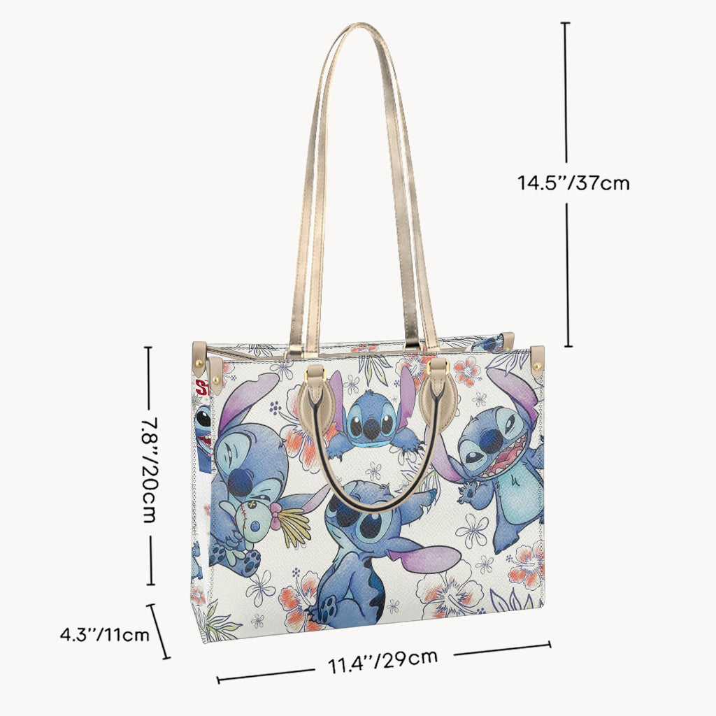 Personalized Leather Handbag Ohana Stitch Design Gift for Women Leather Handbag GradoCreations