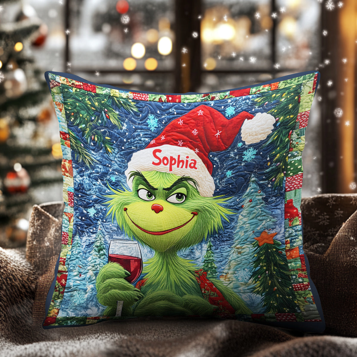 Personalized Merry Grinchmas Throw Pillow with Name for Christmas Throw Pillow GradoCreations
