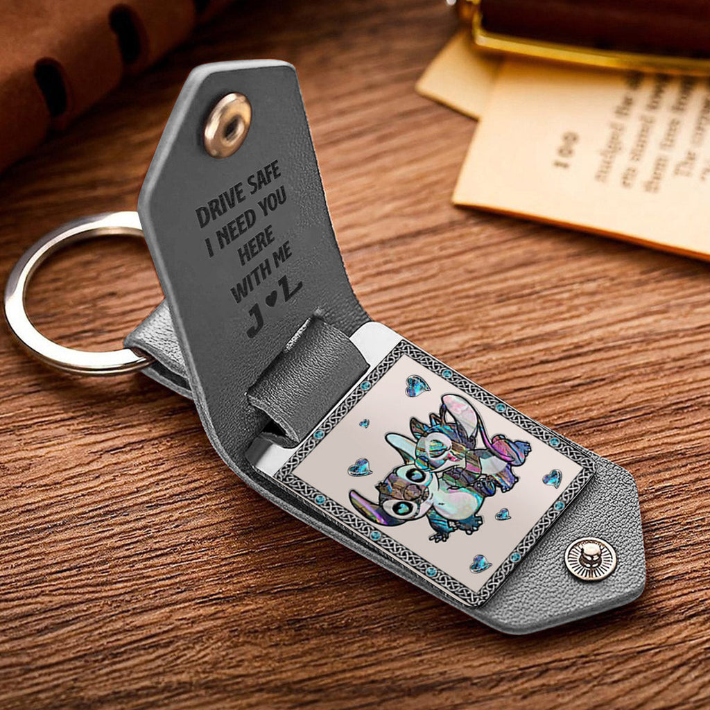 Personalized Ohana Leather Photo Keychain Gift for Couple Leather Photo Keychain GradoCreations