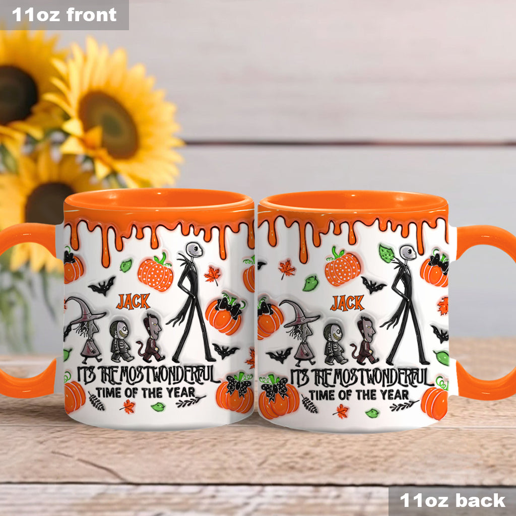 Personalized Autumn Skeleton Accent Mug Custom Name Gift Accent Mug GradoCreations