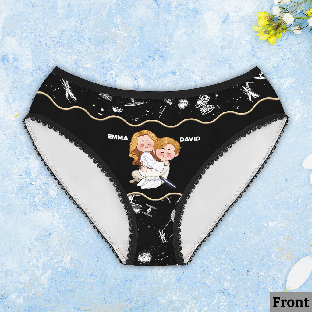 Personalized Lace Border Women's Briefs Custom Names Gift for Couples Lace Border Women Briefs GradoCreations