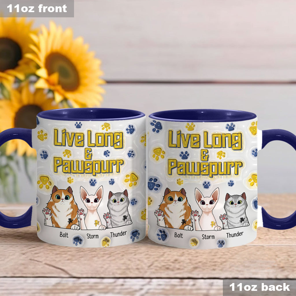 Personalized Accent Mug Live Long and Pawspurr Cat Design Gift for Pet Lovers Accent Mug GradoCreations