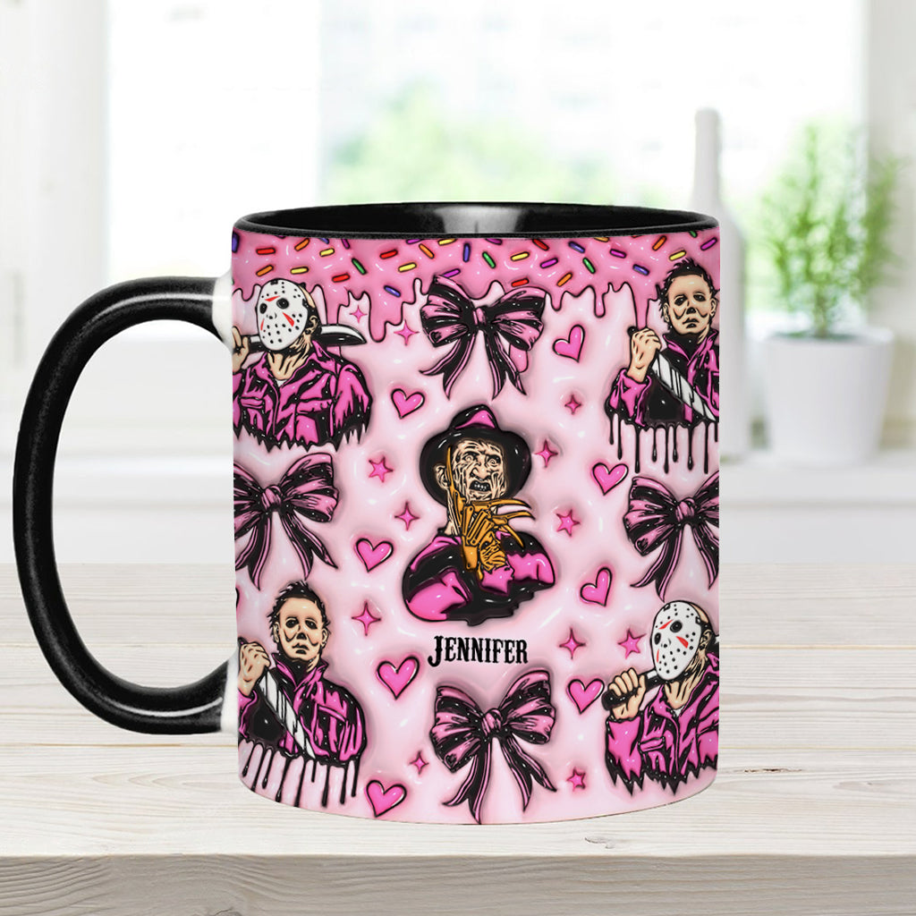 Personalized Pink Halloween Accent Mug with Custom Name Accent Mug GradoCreations
