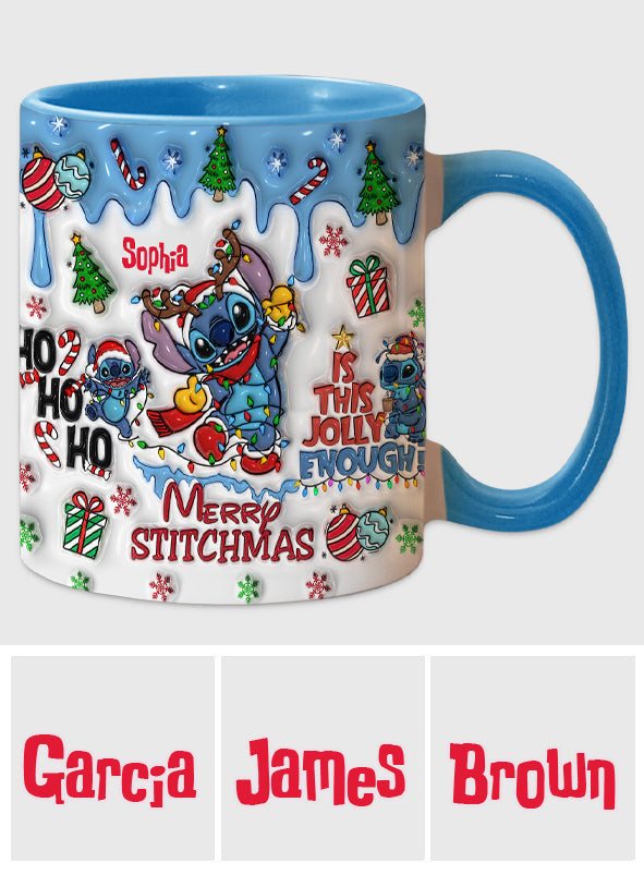 Personalized Merry Stitchmas Accent Mug Custom Name Gift Accent Mug GradoCreations