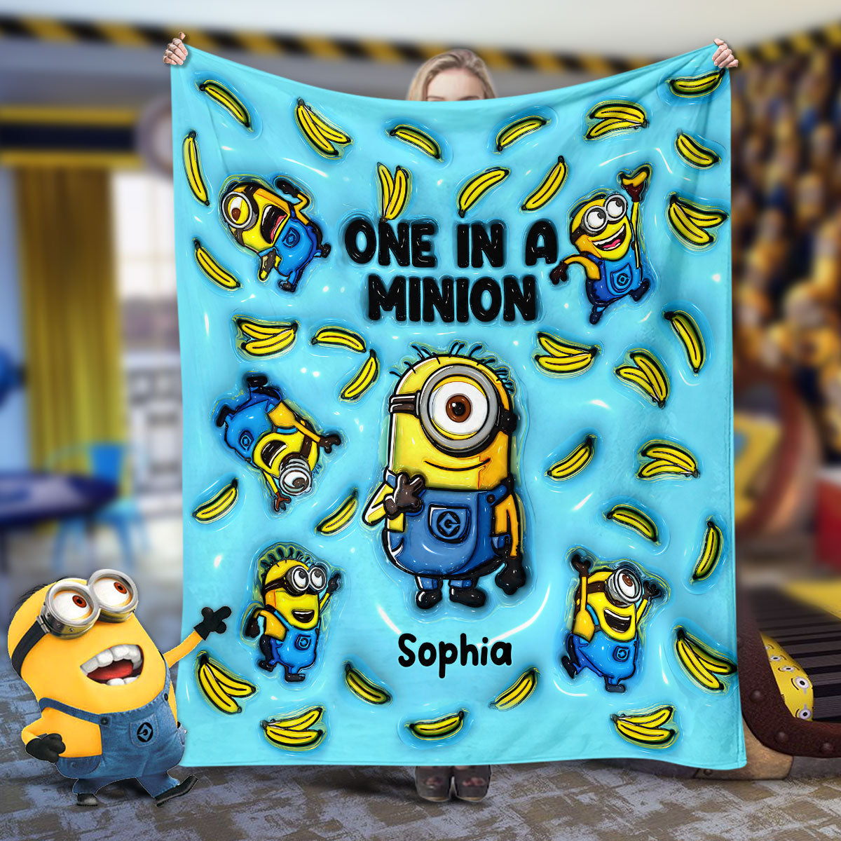 Personalized One In A Minion Blanket Custom Name Gift Blanket GradoCreations