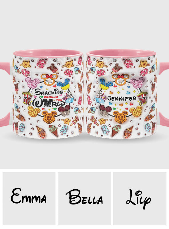 Personalized Snacking Around the World Accent Mug Gift for Mom Accent Mug GradoCreations