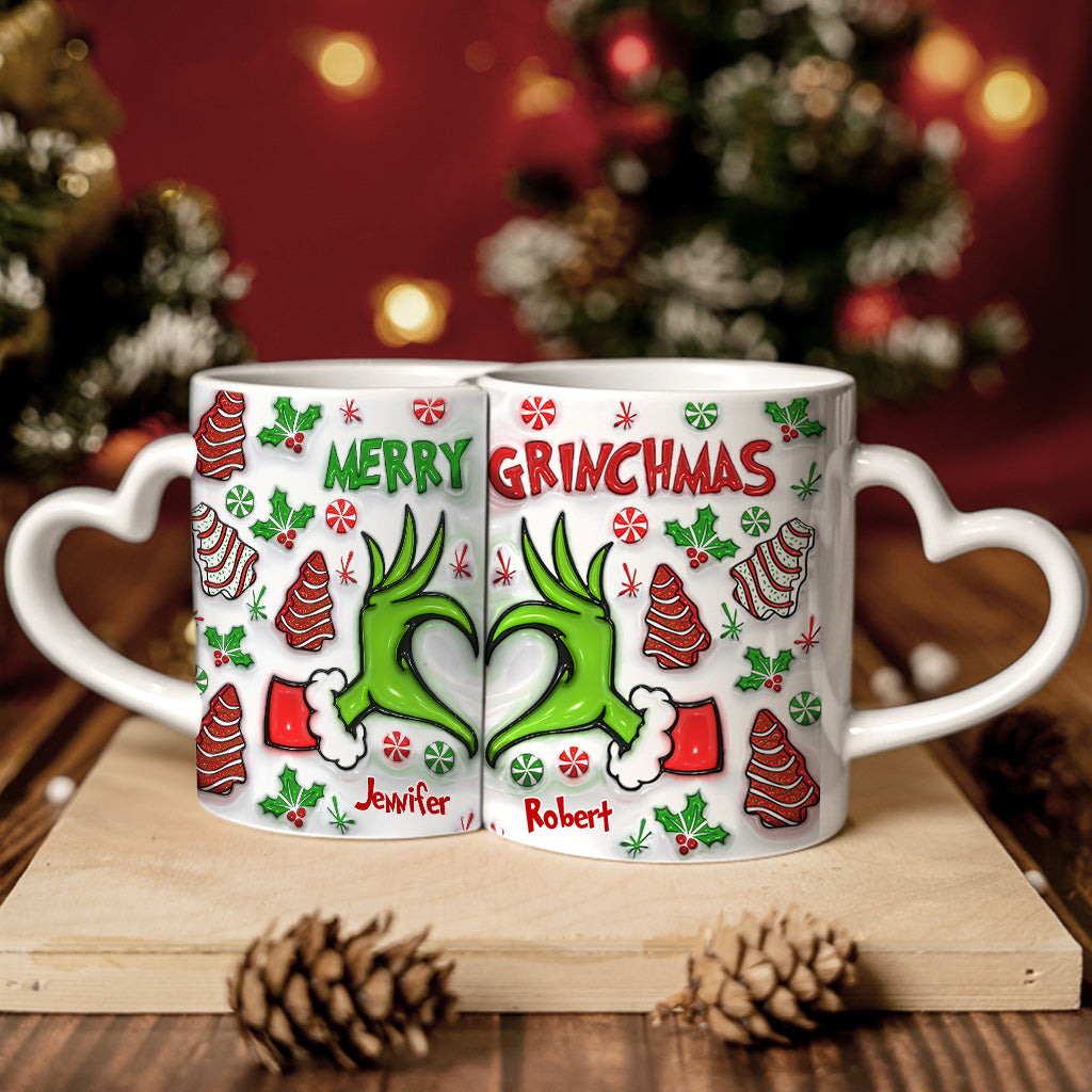 Personalized Couple Matching Heart Handle Mugs Christmas Gift Matching Heart Handle Mug GradoCreations