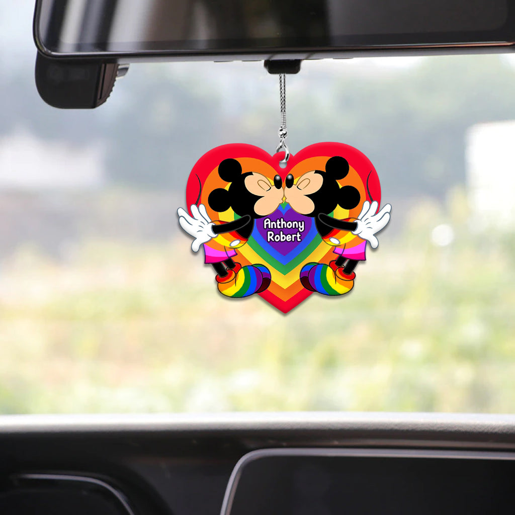 Personalized Car Ornament Love Is Love LGBT Rainbow Gift One-sided Car Ornament GradoCreations