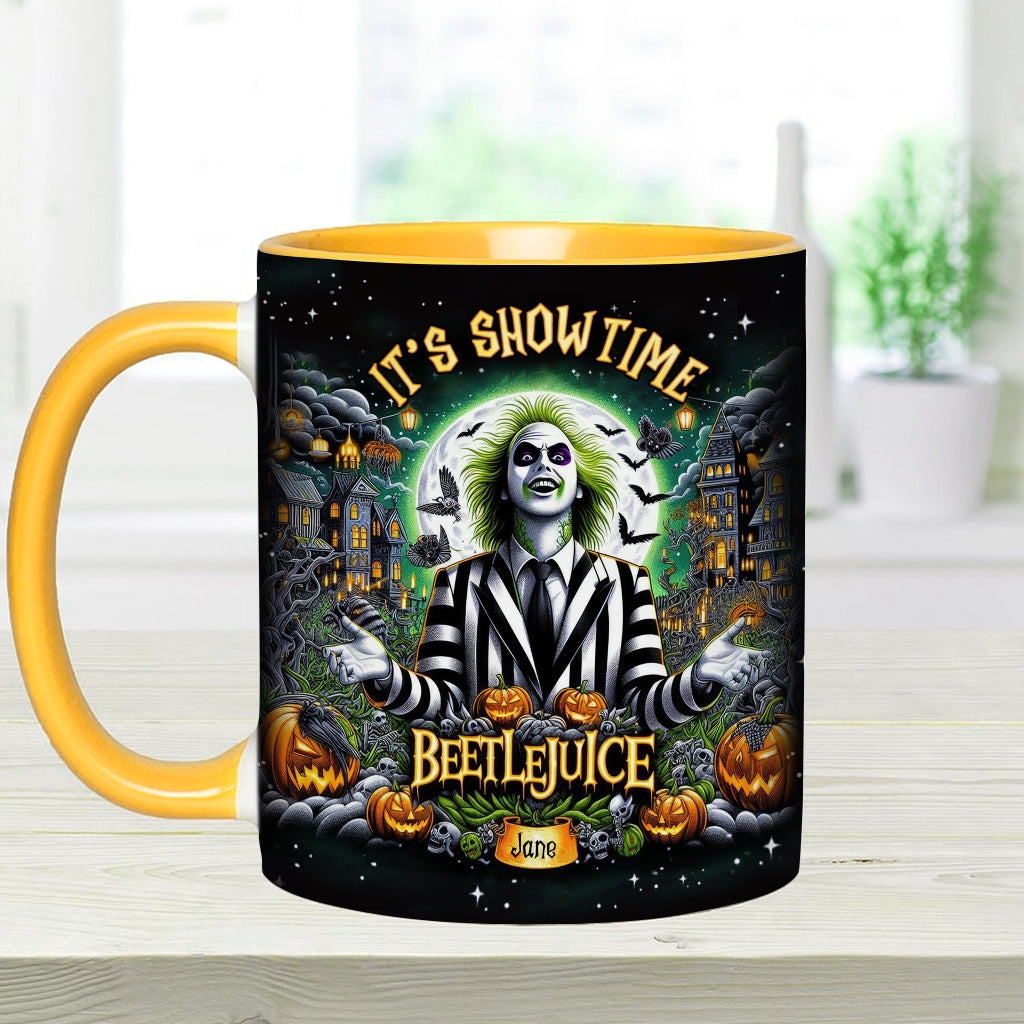 Personalized Beetlejuice Accent Mug Custom Name Gift for Halloween Accent Mug GradoCreations