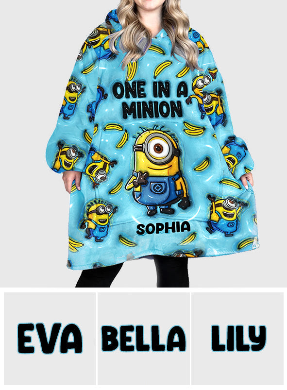 Personalized One In A Minion Blanket Hoodie Custom Name Gift Blanket Hoodie GradoCreations