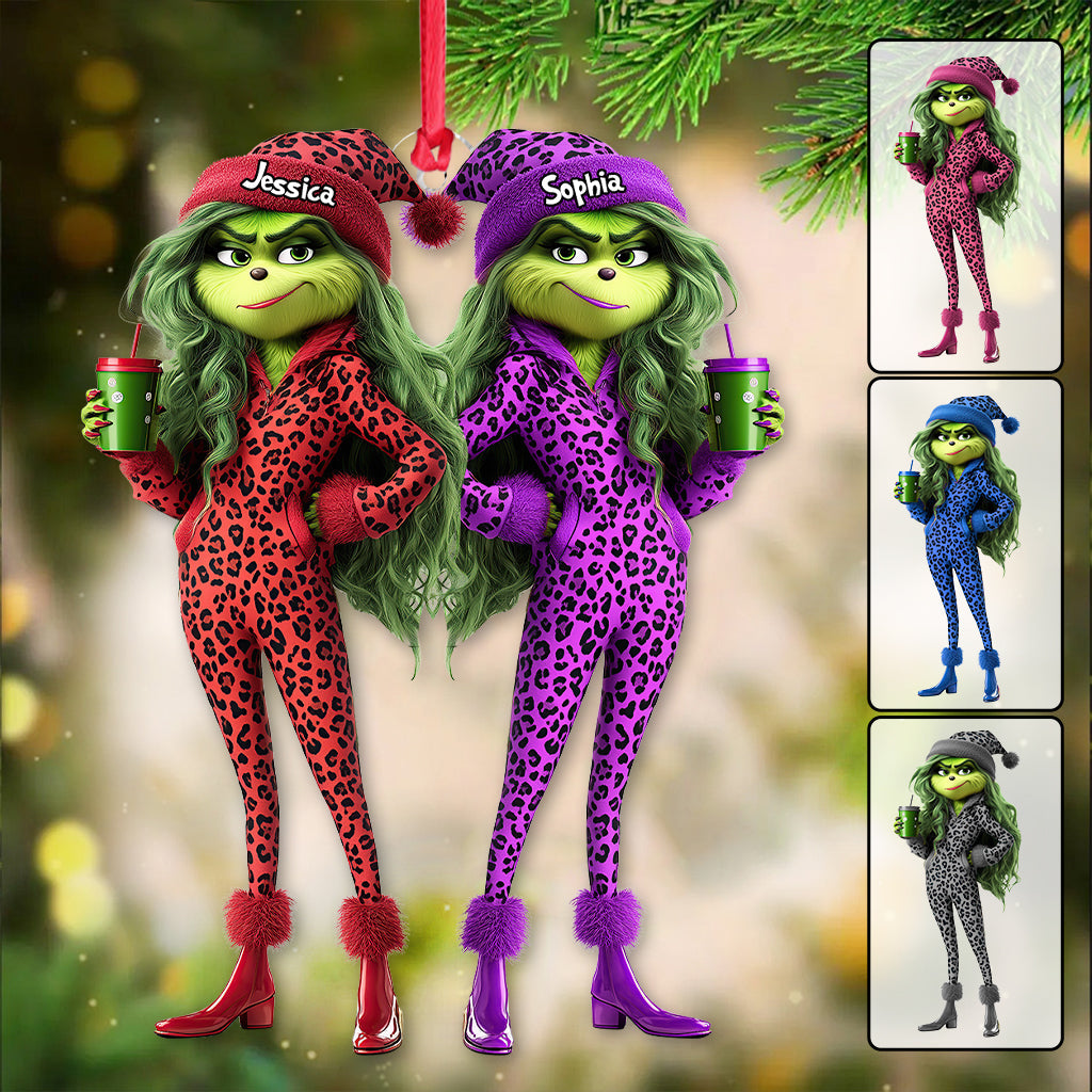 Personalized Grinch Squad Transparent Ornament Custom Gift for Christmas One-sided Ornament GradoCreations