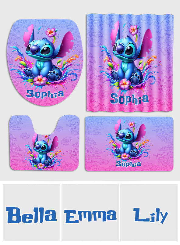 Personalized Ohana Bathroom Curtain & Mats Set Unique Gift for Kids Bathroom Curtain & Mats Set GradoCreations