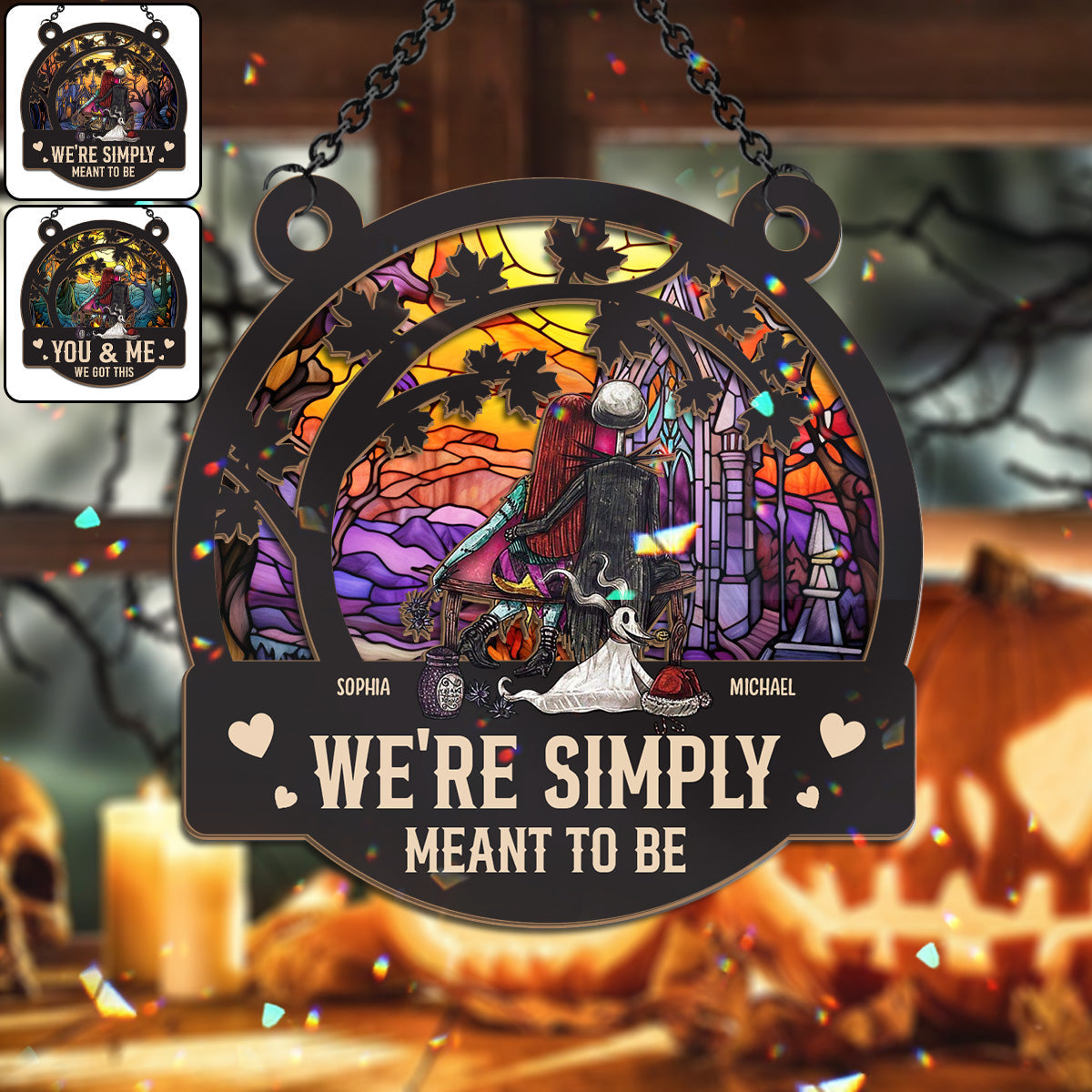 Personalized Nightmare Suncatcher Gift for Halloween or Wedding Suncatcher GradoCreations